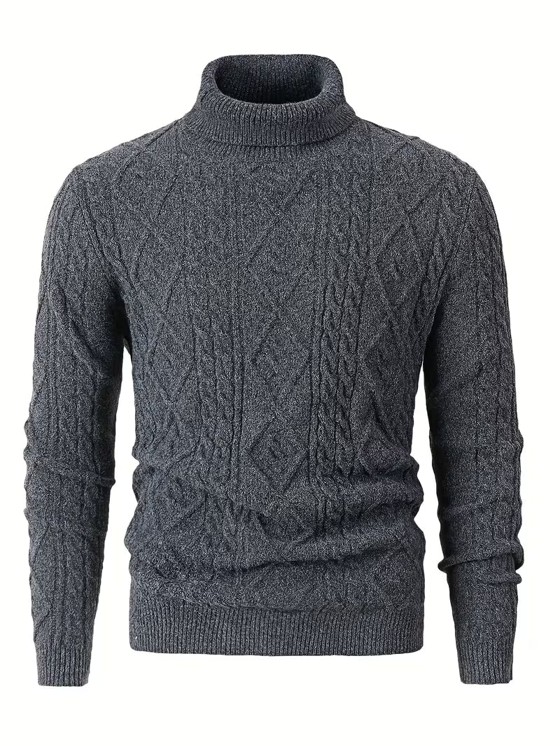 Otto | Turtleneck Cable Knit Sweater Charcoal Gray