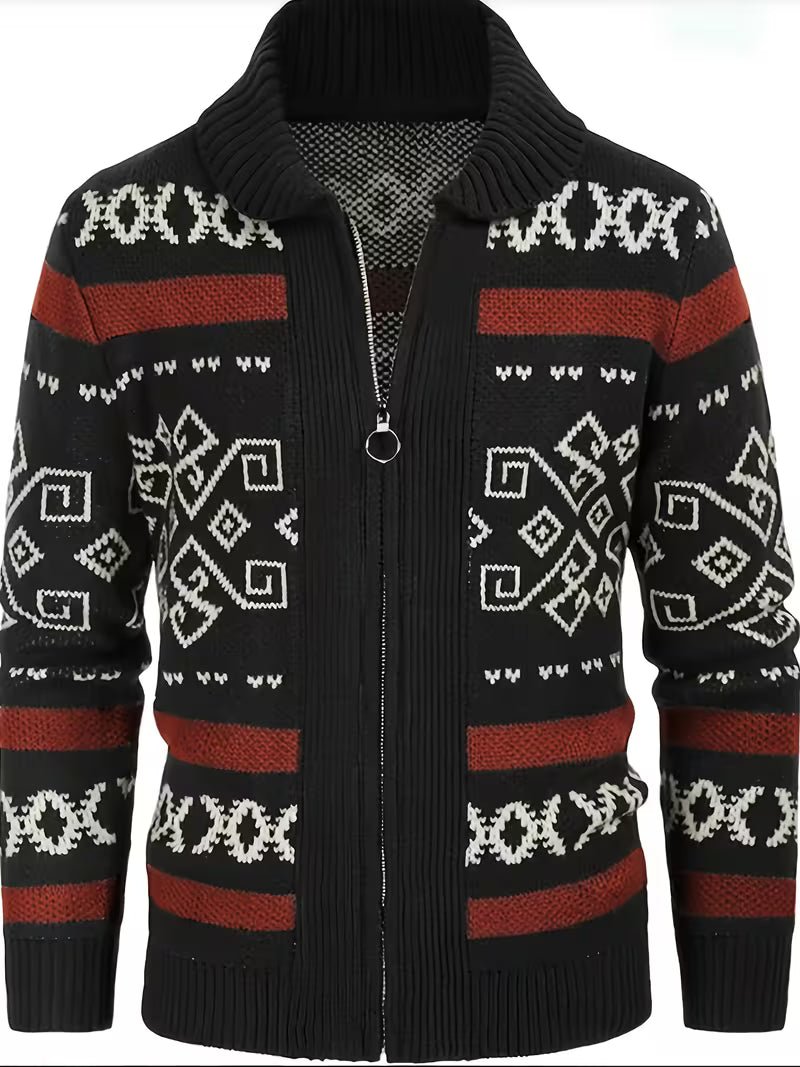 Theo | Vintage Fair Isle Cardigan Vest Black Red Cream