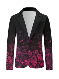Blake | Casual Floral Blazer Black Pink Gradient