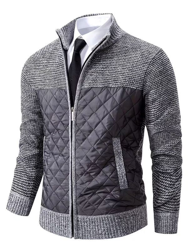 Theo | Quilted Puffer Vest Gray Knit Colorblock