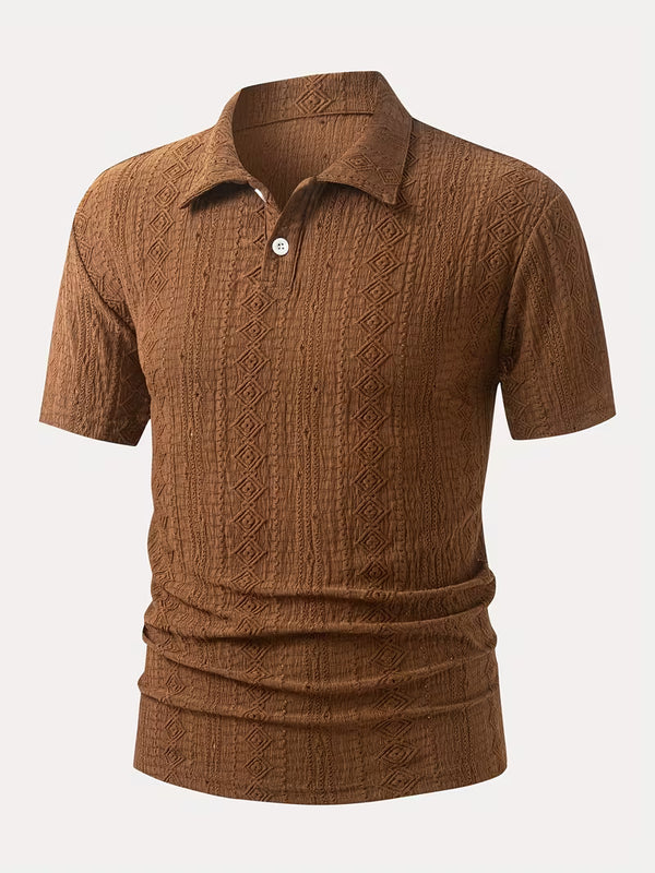 Callum | Mens Polo Shirt Brown Eyelet Embroidery