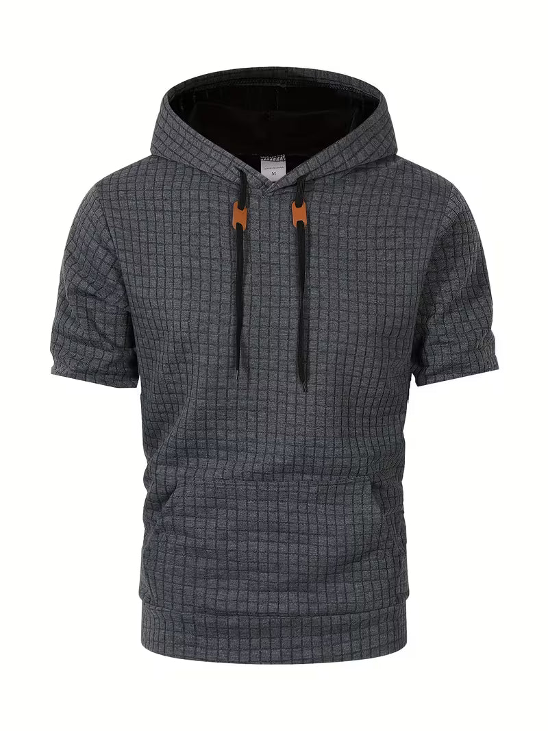 Leon | Casual Quilted Hoodie Gray Short Sleeve Orange Drawstrings