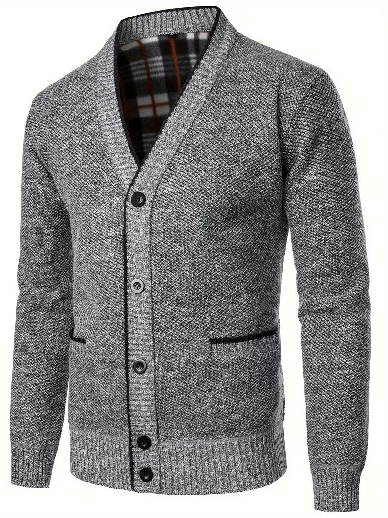 Jude | Casual Cable Knit Cardigan Gray Button Front