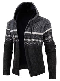 Otto | Hooded Geometric Cardigan Black White Colorblock