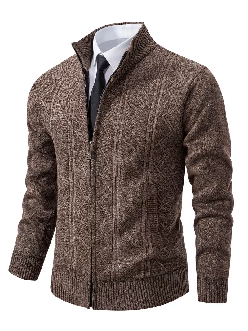 Blake | Cable Knit Cardigan Vest Brown Diamond Pattern