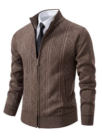 Blake | Cable Knit Cardigan Vest Brown Diamond Pattern
