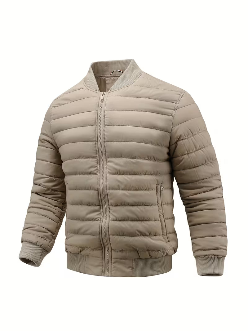 Bram | Quilted Puffer Jacket Cream Ribbed Collar