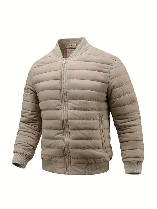Bram | Quilted Puffer Jacket Cream Ribbed Collar