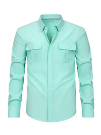 Callum | Utility Button Up Shirt Light Mint Long Sleeve