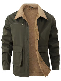 Cliff | Utility Cargo Jacket Olive Sherpa Lined