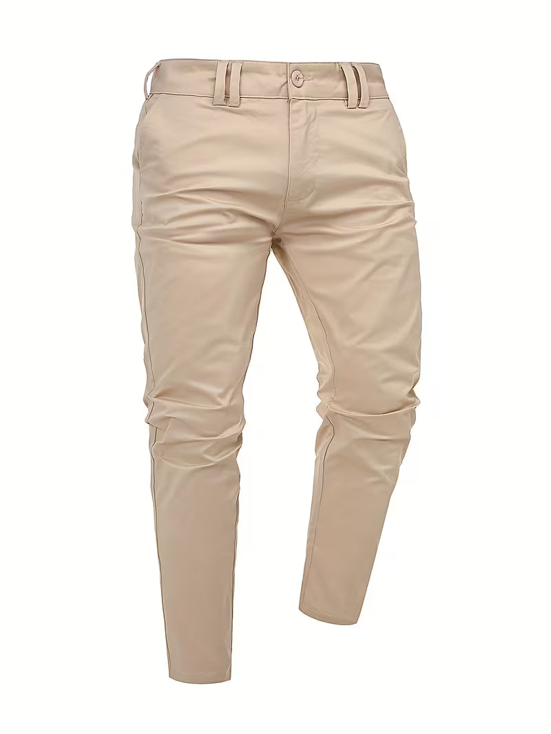 Bram | Mens Chinos Beige Tapered Stretch