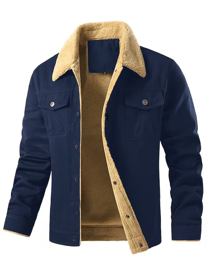 Blake | Sherpa Lined Denim Jacket Navy Trucker