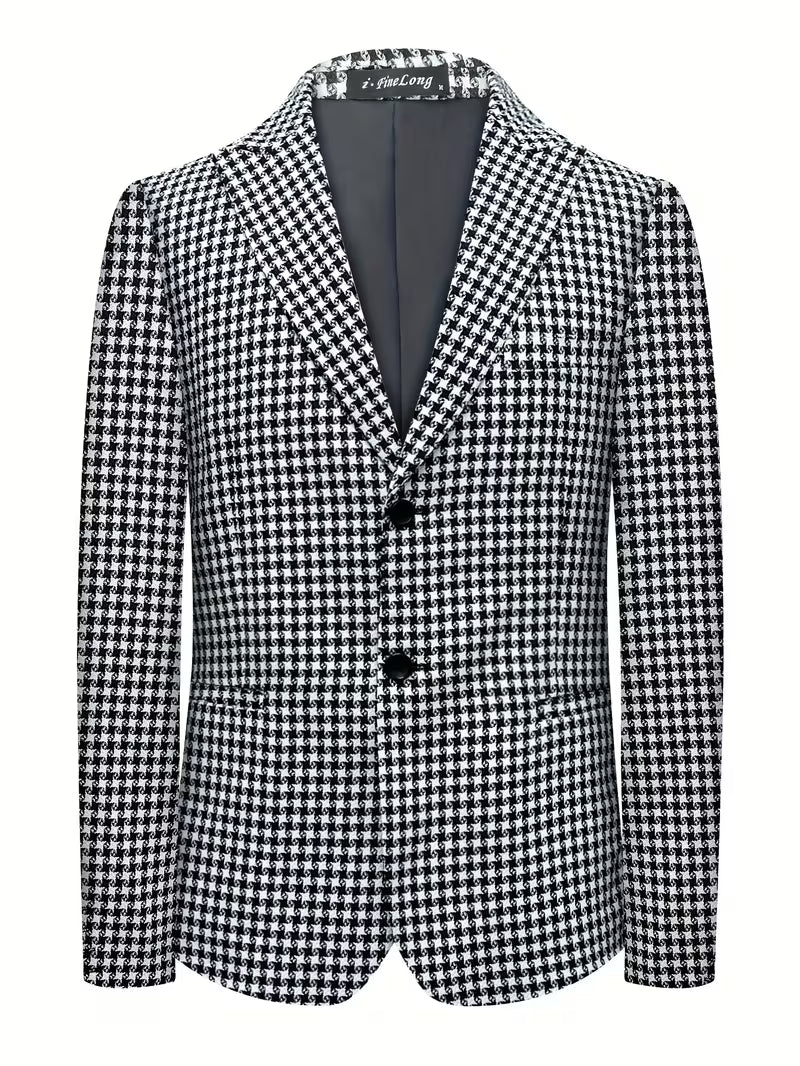 Heath | Houndstooth Check Blazer Black White