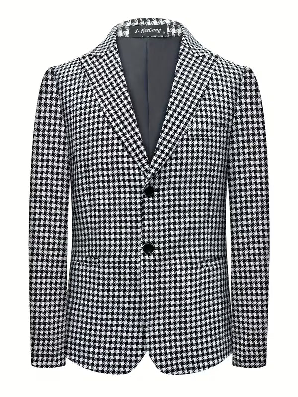 Heath | Houndstooth Check Blazer Black White