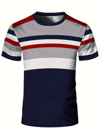 Blake | Striped Colorblock T Shirt Navy Red White Gray