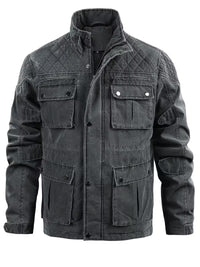 Blake | Utility Cargo Denim Jacket Charcoal Quilted