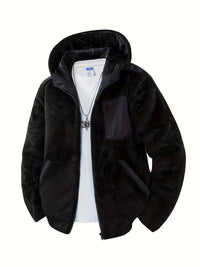 Blake | Fleece Hooded Jacket Black Zip Up Warm