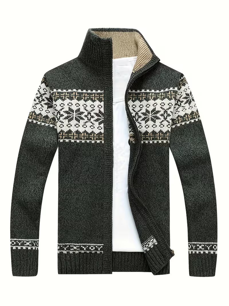 Voss | Icelandic Knit Cardigan Vest Dark Green White Fair Isle