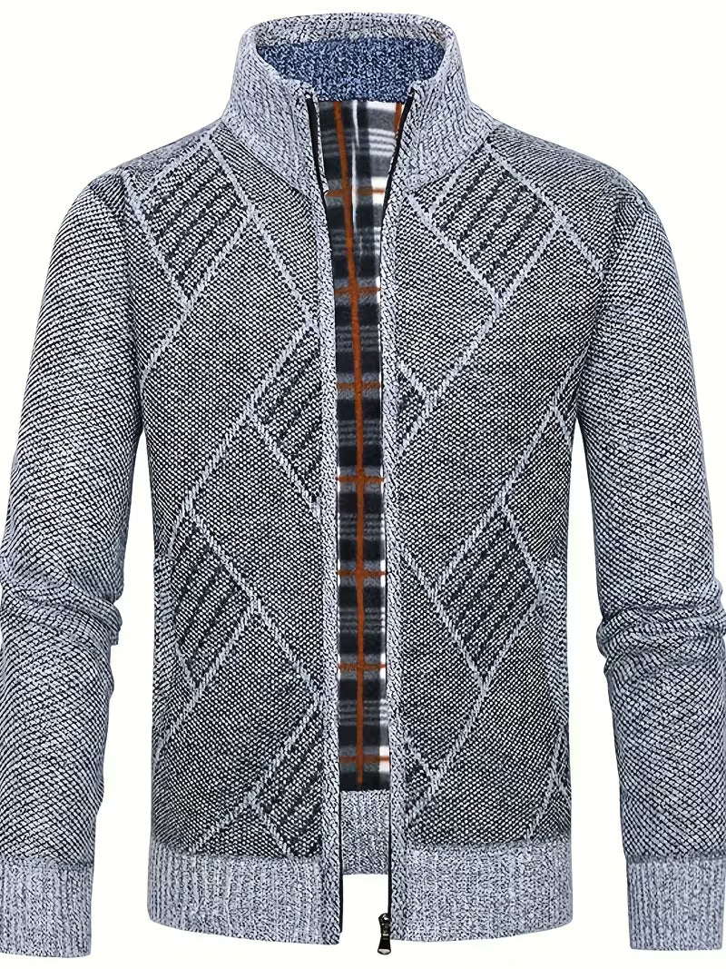 Theo | Cable Knit Cardigan Vest Gray Zip Collar