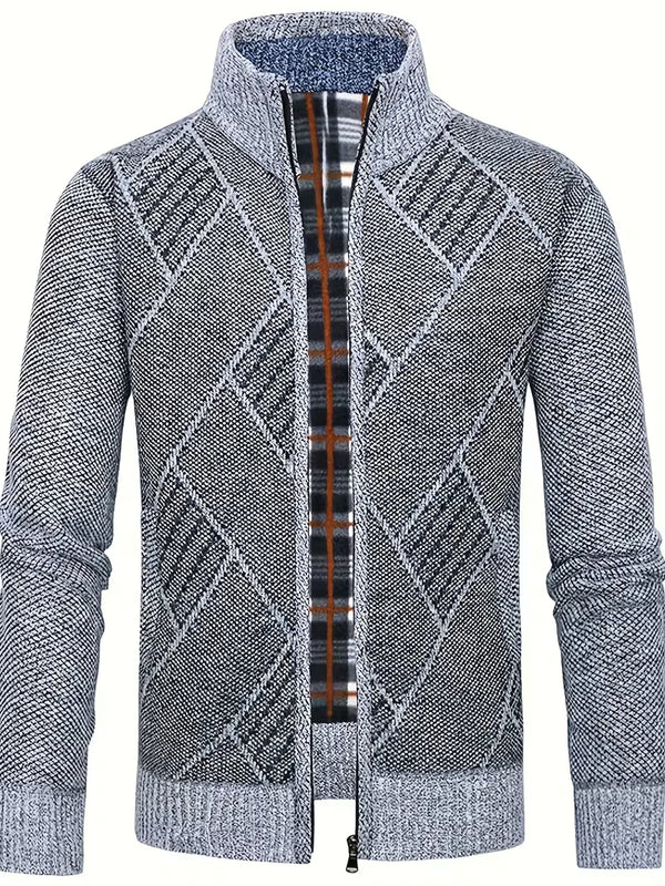 Theo | Cable Knit Cardigan Vest Gray Zip Collar