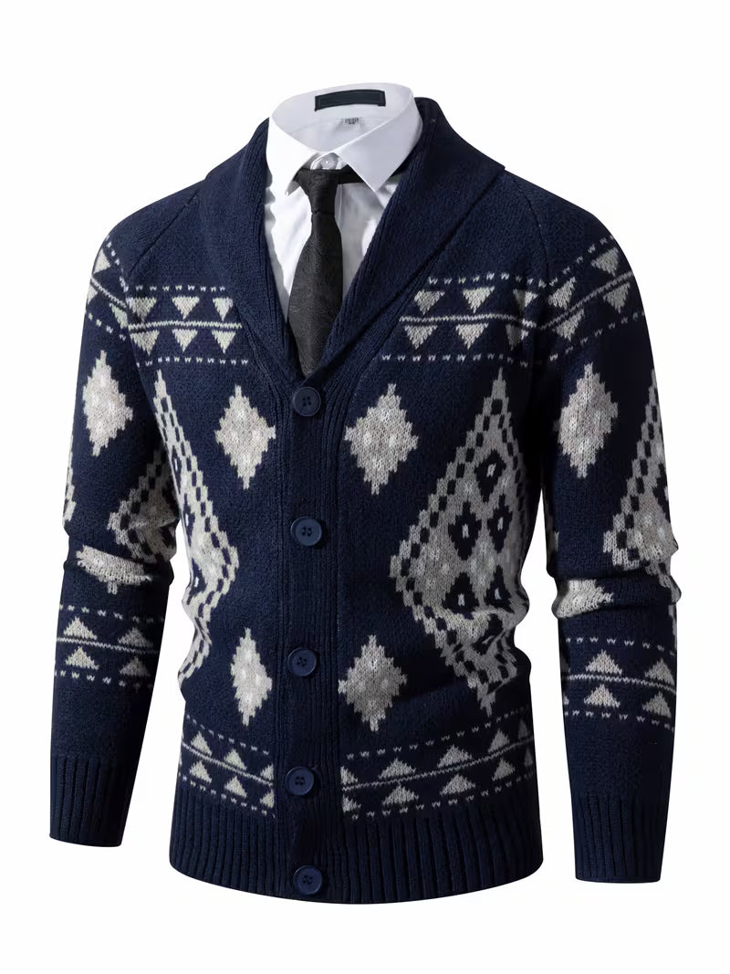 Blake | Argyle Cardigan Sweater Vest Navy Cream
