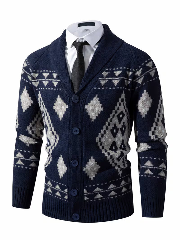 Blake | Argyle Cardigan Sweater Vest Navy Cream