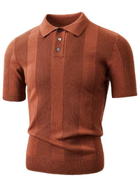 Hugo | Ribbed Knit Polo Shirt Rust Short Sleeve