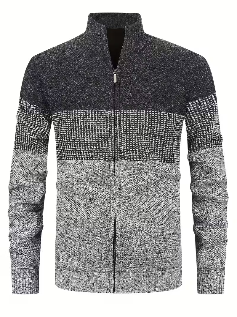 Heath | Casual Colorblock Zip Up Sweater Vest Gray Cream