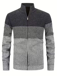Heath | Casual Colorblock Zip Up Sweater Vest Gray Cream