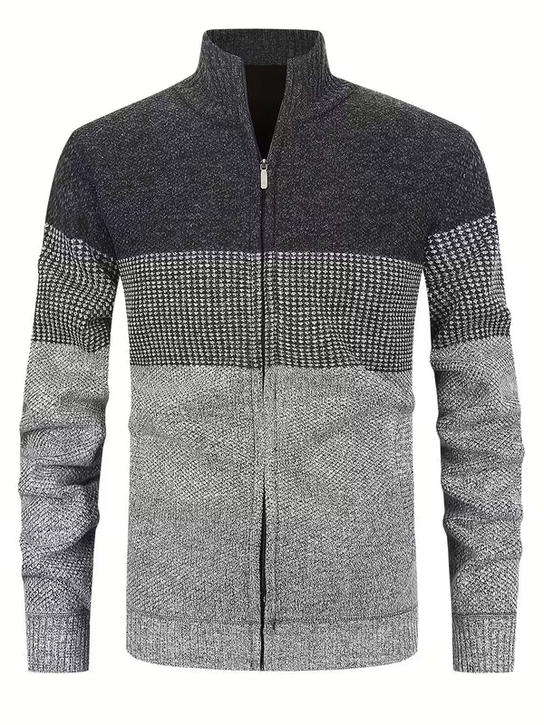 Heath | Casual Colorblock Zip Up Sweater Vest Gray Cream