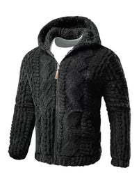 Otto | Fleece Jacket Black Hooded Textured