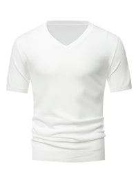 Cruz | V Neck Mens T Shirt White Short Sleeve