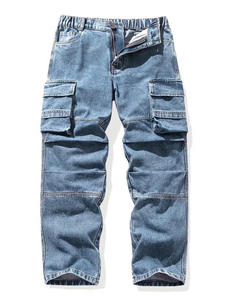 Callum | Cargo Jeans Light Blue Multiple Pockets