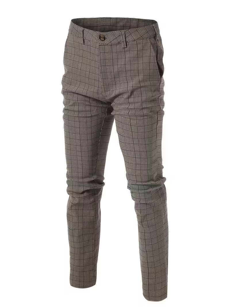 Leo | Check Tailored Dress Pants Gray Pleated