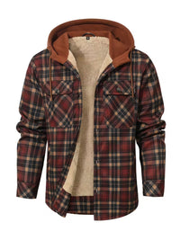 Rory | Plaid Sherpa Lined Hooded Jacket Burgundy Fleece