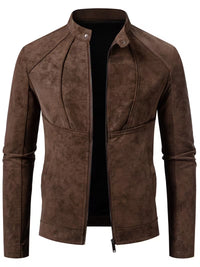 Blake | Suede Moto Jacket Brown Zip Up