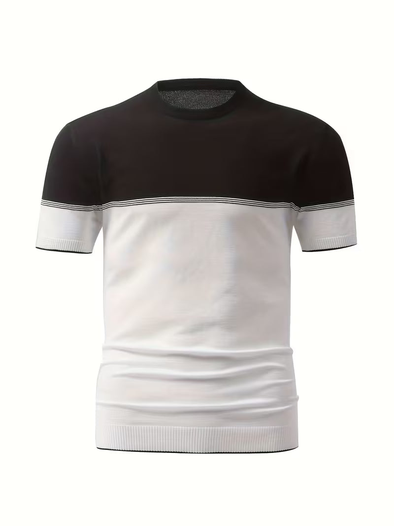 Dean | Casual Color Block T Shirt Black White