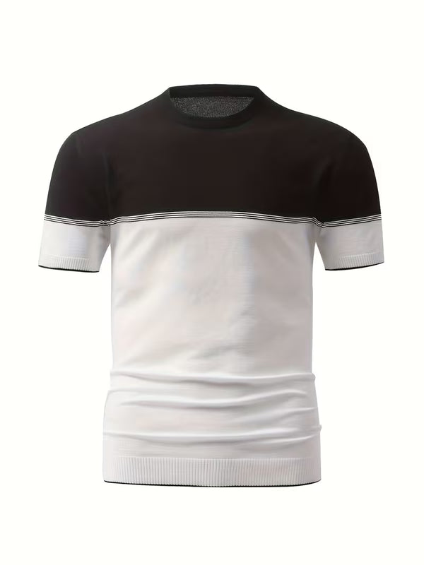Dean | Casual Color Block T Shirt Black White