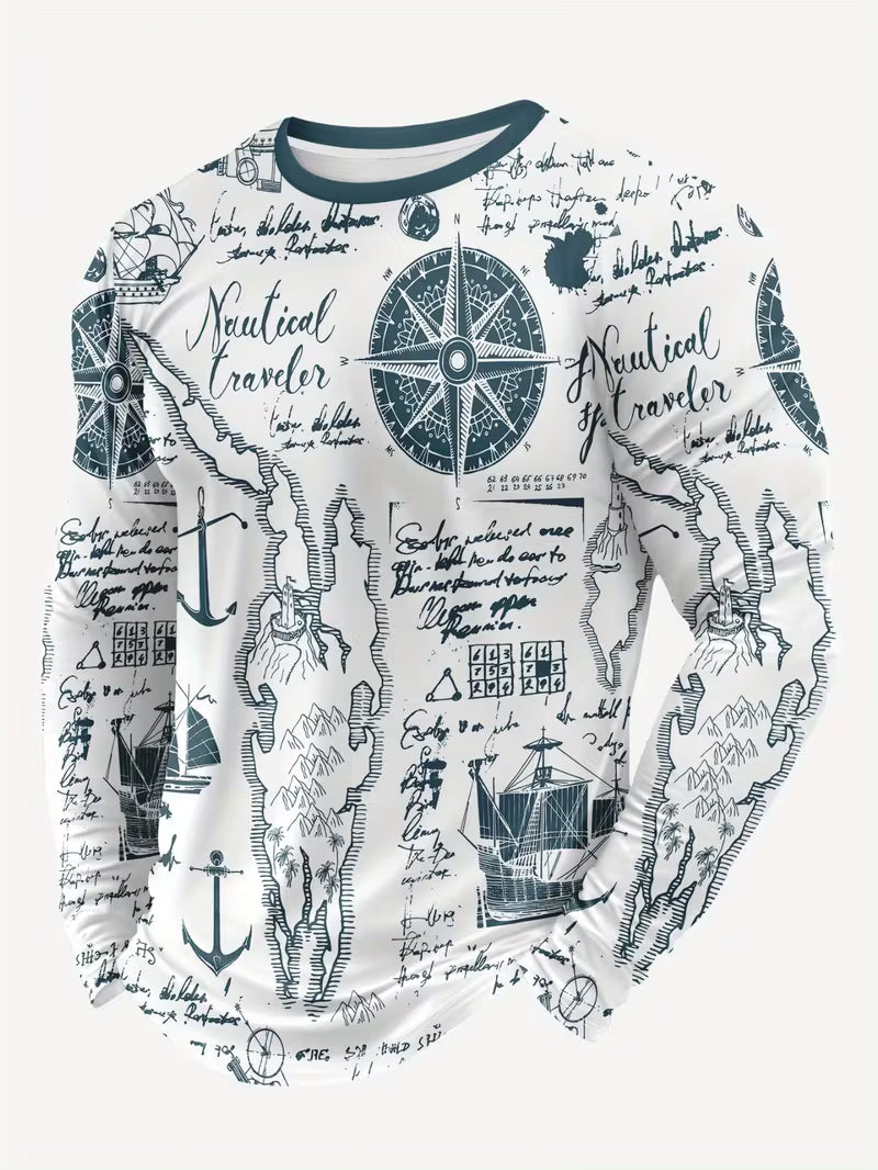 Blake | Graphic Sweater Cream Nautical Traveler