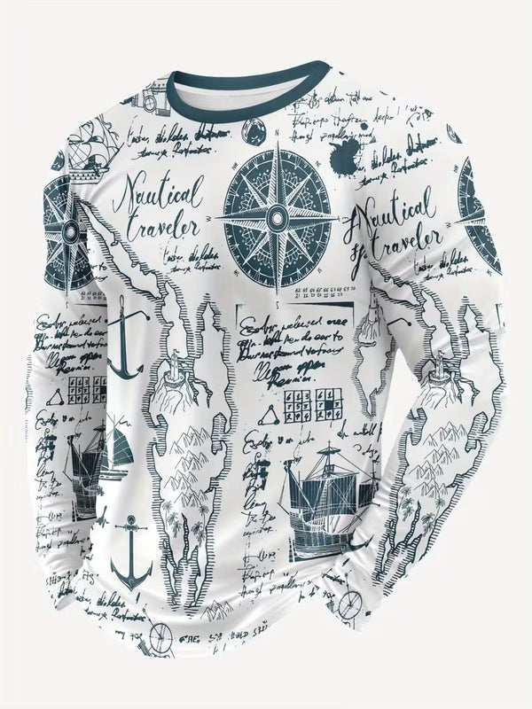 Blake | Graphic Sweater Cream Nautical Traveler