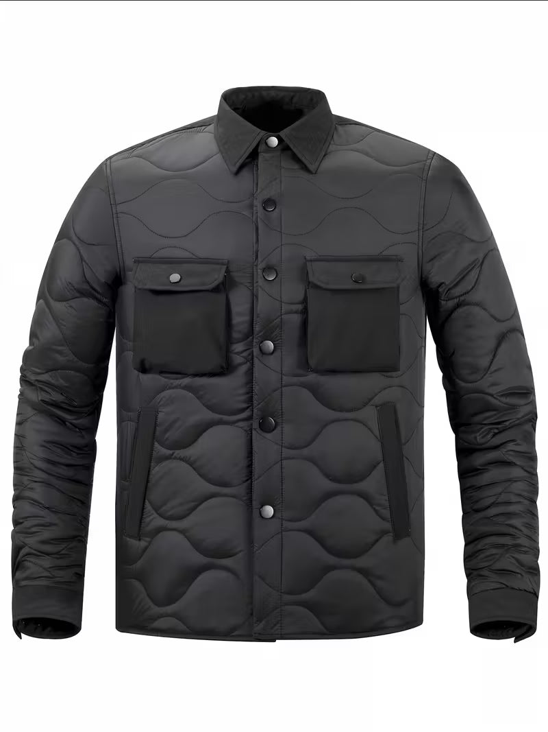 Callum | Quilted Puffer Jacket Black Cargo Pocket