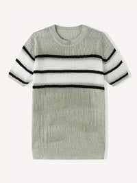 Seth | Crew Neck Sweater Cream Black Stripe