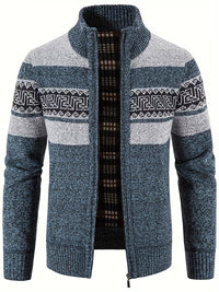 Tate | Patterned Wool Cardigan Vest Gray Navy