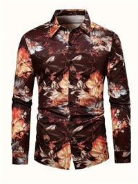 Theo | Floral Button Up Shirt Black Cream Orange