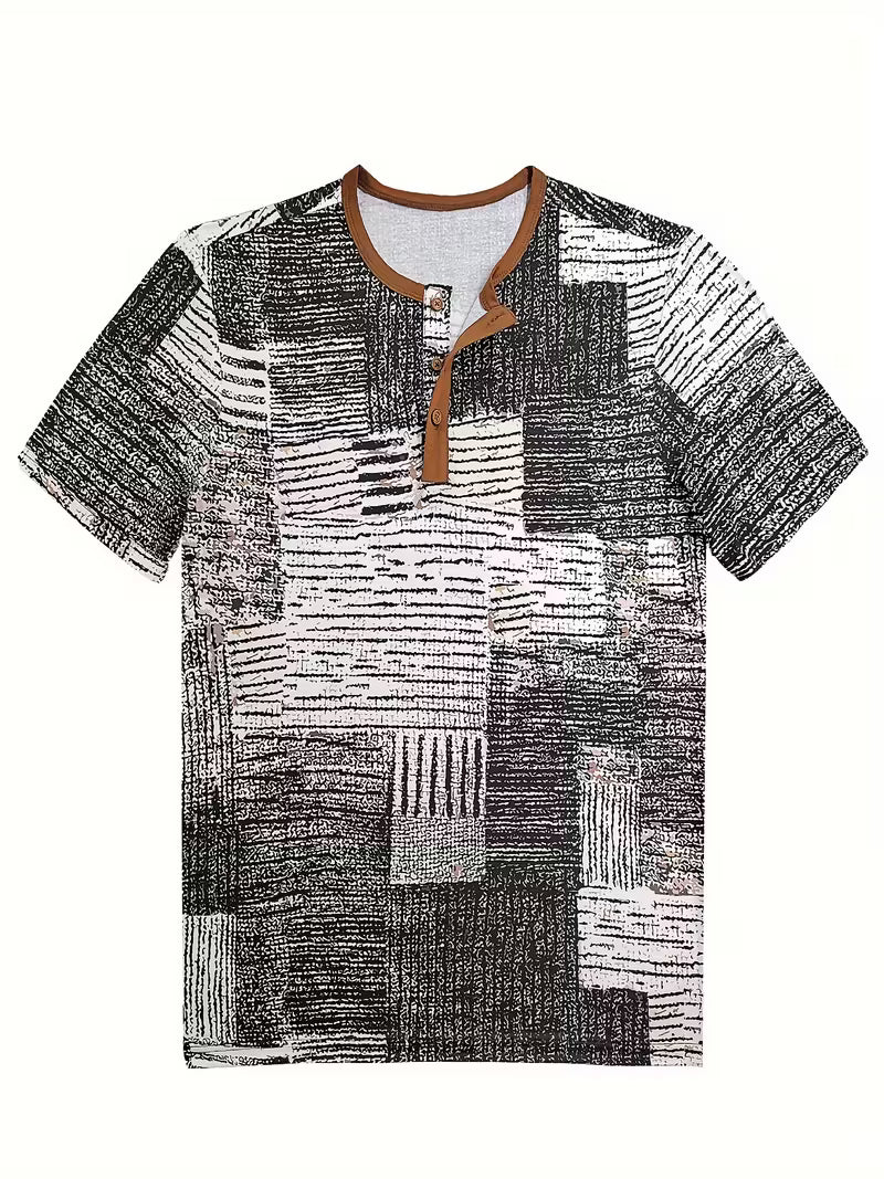 Noel | Boho Graphic Henley Shirt Cream Black