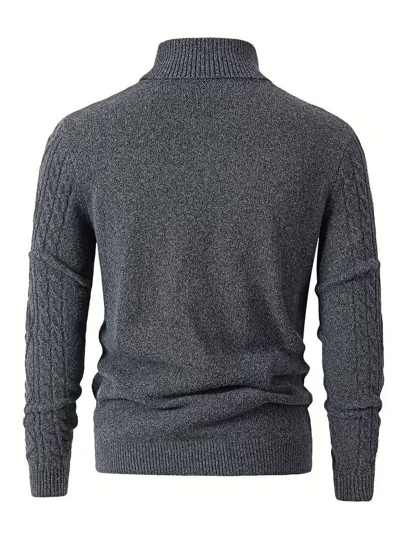 Otto | Turtleneck Cable Knit Sweater Charcoal Gray