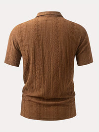 Callum | Mens Polo Shirt Brown Eyelet Embroidery