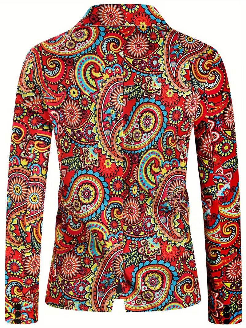 Cliff | Casual Printed Blazer Red Paisley Pattern