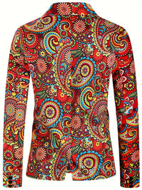 Cliff | Casual Printed Blazer Red Paisley Pattern