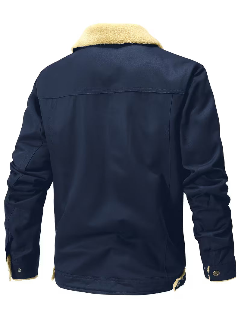 Blake | Sherpa Lined Denim Jacket Navy Trucker